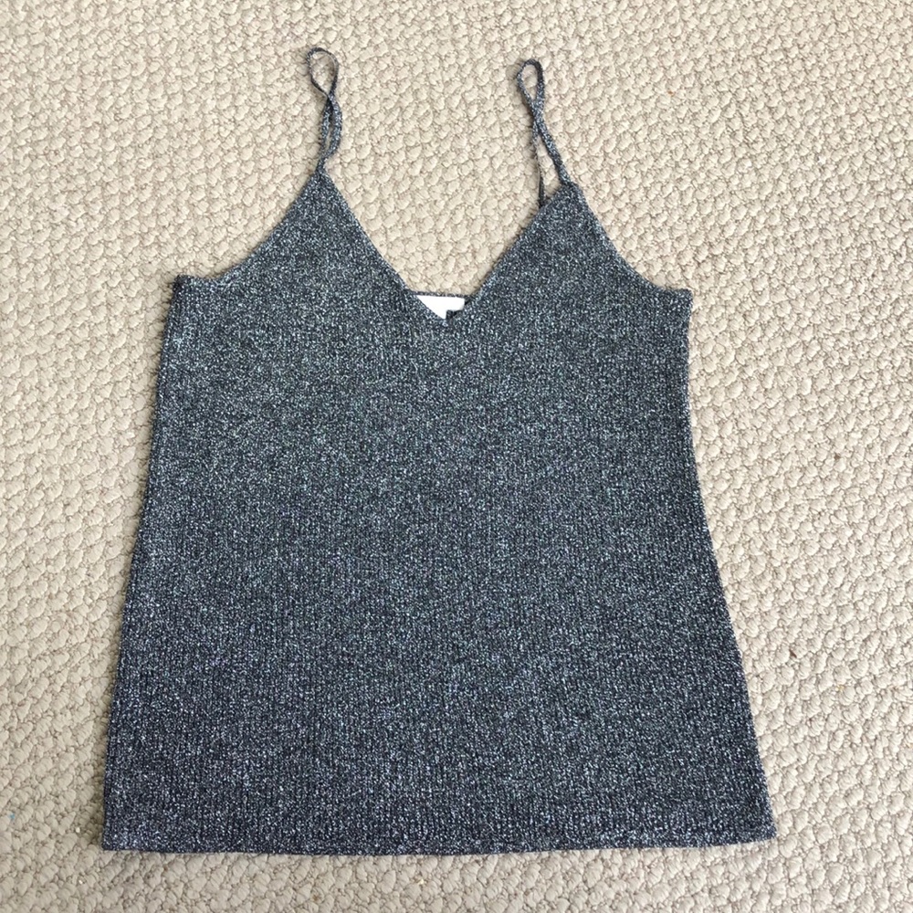 EUC H&M Black metallic stretchy tank top